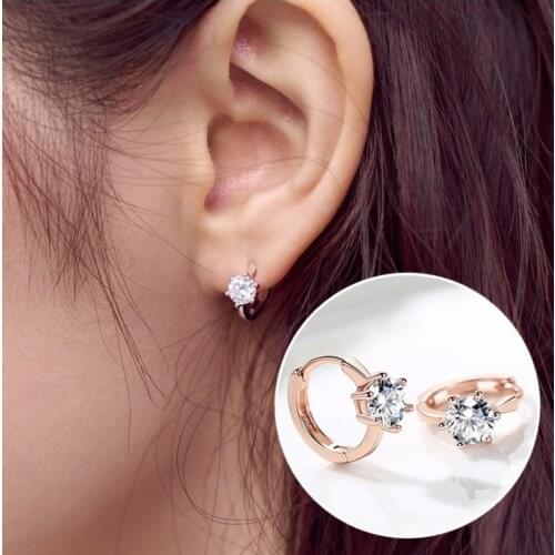 Zircon Diamond Hoop Earrings For Women Teens Girls Luxury Classic Elegant Style Earring Wedding Engagement Party Fashion Jewelry