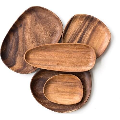 Wooden Dinner Plate Solid Wood South American Walnut Special Shaped Plate Wooden Snack Fruit Plate Irregular Wooden Tray