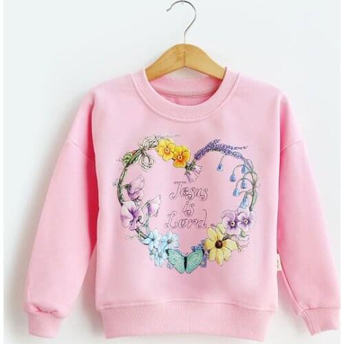 Childrens wear girls flower hoodie round neck pullover T-shirt casual long sleeve clothes