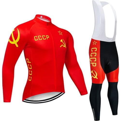 Cccp Long Cycling Clothing 9D Set MTB Uniform Autumn Cycling Wear Quick Dry Bike Clothes Bicycle Clothing Mens Cycling Jersey