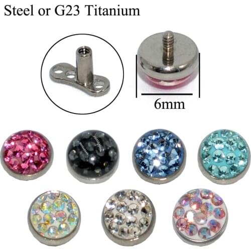 Dreamlee 1Pc Epoxy CZ Crystal Top Micro Dermal Anchor With Steel/Titanium Base Skin Diver Implants Body Piercing Jewelry