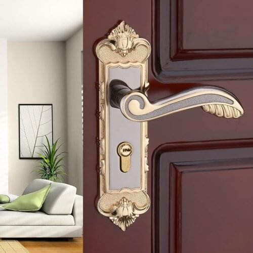 European modern interior room bedroom door handle locks Amber white solid wood door lock Hardware indoor locks Bronze mute locks