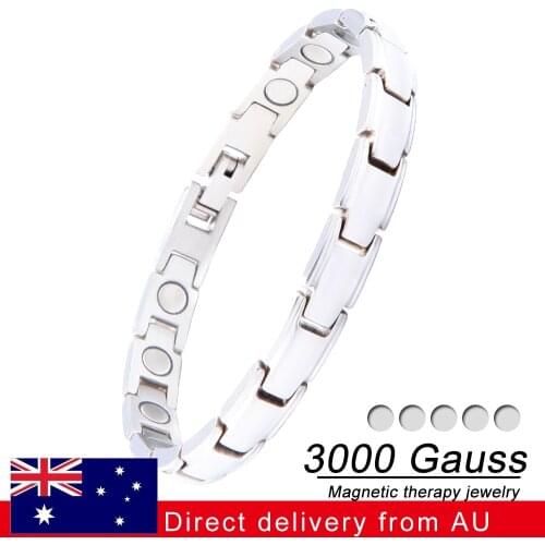 Elegant Stainless Steel Magnetic Therapy Bracelet for Women Men Stylish Health Couple Bracelets include Link Removal Tool (Women
