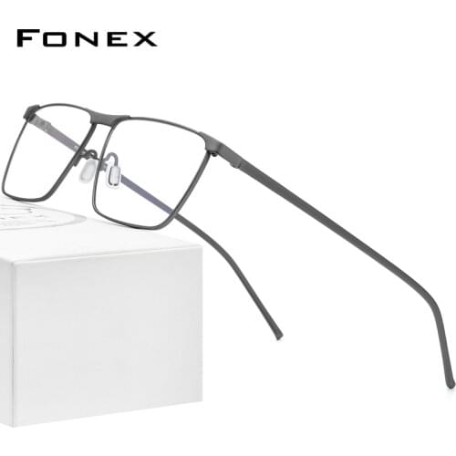 FONEX Pure Titanium Eyeglasses Frames 2020 New Prescription Oversize Big Square Glasses Men Myopia Optical Frame Eyewear 8526