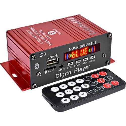 G8 200W 12V Car Audio Amplificador HIFI Bluetooth Home Stereo Amplifiers Audio Power Amplifier FM Radio 2CH USB TF AUX