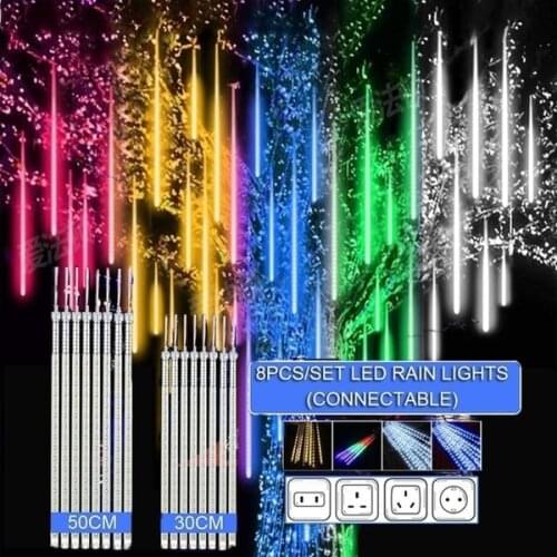 30cm 50cm 8 Tubes Waterproof Meteor Shower Rain LED String Lights Outdoor Christmas Decoration for Home Tree EU/US/UK/AU