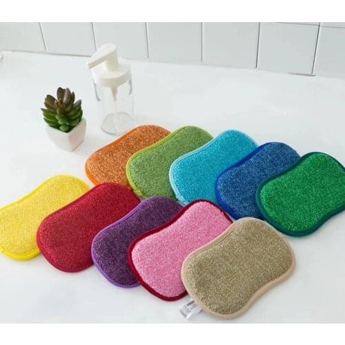 Cleaning Microfiber Sponge for Dishwashing Kitchen Non Stick Pot Cleaning Sponges Kitchen Tools Wash Pot Gadgets Magic Sponge
