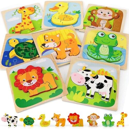 Montessori Toys 3D Puzzle Baby Toy Wooden Educational Toys For Children Montessori Materials Match Bricks Teaching Aids Kids Toy