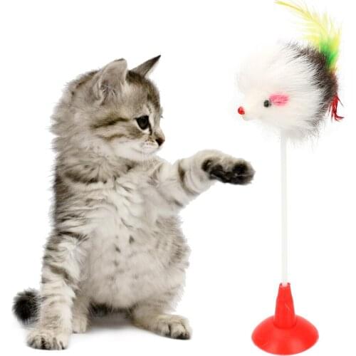 Feather False Mouse Playing Toys for Cats Cat Supplies Pet Products Funny Cat Toys Cat Interactive Toy with Bottom Sucker