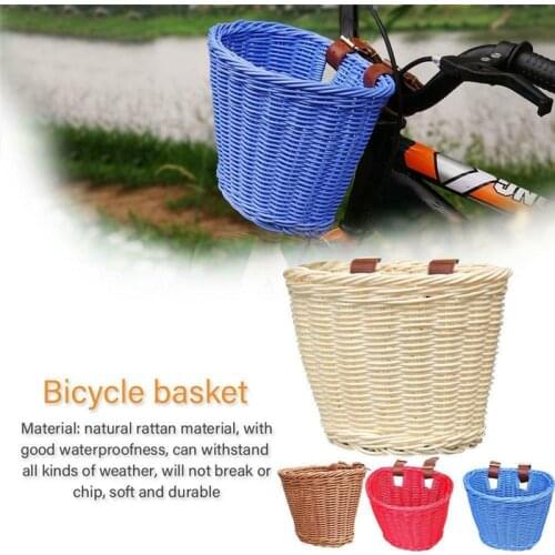 Bicycle Basket For Kids Front Handlebar Rattan Handwoven Bike Basket Kids Woven Bike Basket For Bicycles Wicker Basket