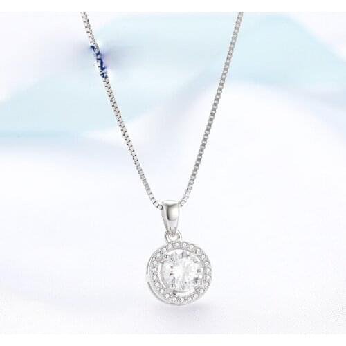 Round Diamond Pendant womens cross border foreign trade jewelry silver necklace women