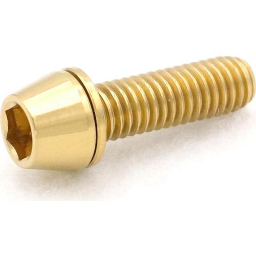 LOT 4 M6 x 20mm Golden TC4 GR5 Titanium Alloy Allen Hex Screw Taper Cone Head Bolts With Washer For Bicycle