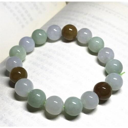 Level A Natural Myanmar Jadeite Bracelet Round Beads Emerald Hand String Buddha bead Bangle Gift For men Jade Stone Jewelry