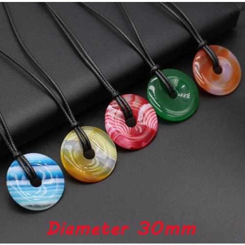 New Natural Stone Necklace Simple Round Donut Agates Crystal Pendant Necklaces Good Quality Necklace Jewelry for Female Gifts