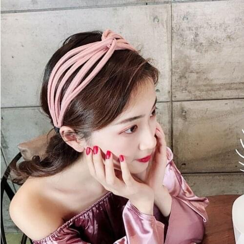 2020 New Wide-brimmed Women Headband Korean Simple Fabric Hairbands Hair Accessories Sweet Super Cute Female Face Wash Headband
