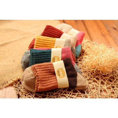 Autumn Winter Rabbit Wool Patchwork Socks Female New Japanese 5 Colors Tube Sock Students Hosiery Retro Thickening Women Socks