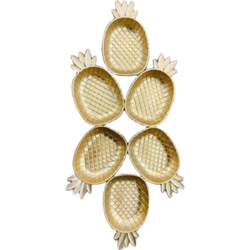 Pineapple Tray Confectionary Small Plate Service Product Gold Presentation Product Kitchen Utensil Stylish Plastic 6 pieces Set High Quality Fruit
