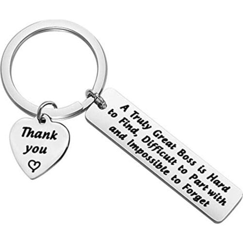 A Truly Great Boss is Hard to Find,Difficult to part with and Impossible to Forget Stainless Steel Keychain Gift Keyring Tags