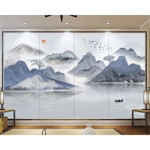 Beibehang Customized Wallpaper Fashion Classic New Chinese Modern Simple Ink Landscape TV Background Wallpaper Home Decoration