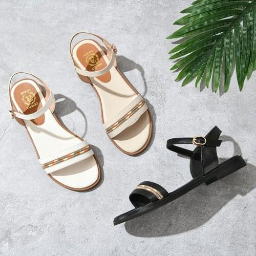 SKLFGXZY New Summer Style Women Fashion Leather Sandals Rainbow with Women Shoes Real Cowhide Sandals Wear-Resisting Soles