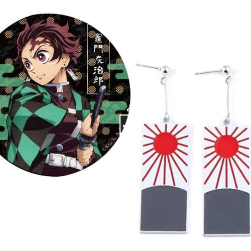 Anime Demon Slayer: Kimetsu no Yaiba Earrings Kamado Tanjirou Earring Fashion Long Dangle Earrings Eardrop Accessories Jewelry