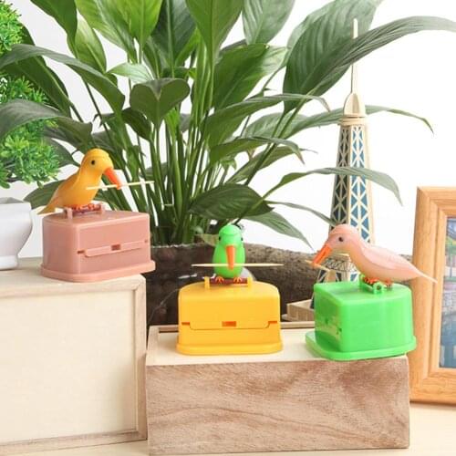 Cute Bird Shape Toothpick Holder Container Automatic Toothpick Dispenser Toothpick Storage Box Table Toothpick Case Home Decor