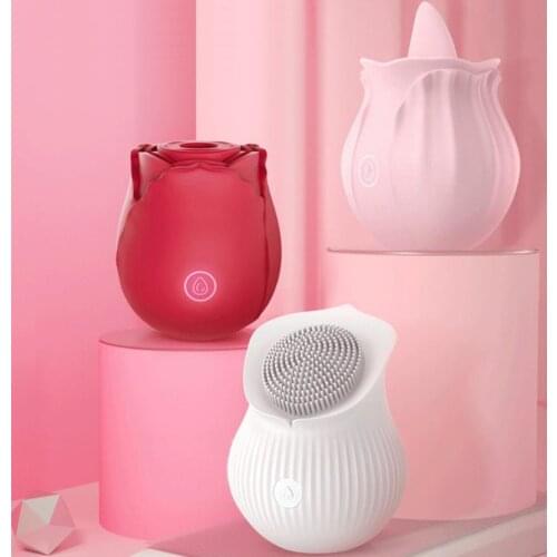 Rose Shape Vaginal Sucking Vibrators Erotic Nipple Sucker Oral Sucker Clitoris Stimulation Powerful Vibrators Sex Toys for Women