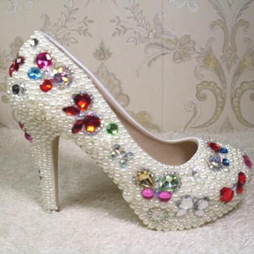 Gorgeous Ivory Bridal Dress High Heels Lady Evening Prom Crystal Shoes Wedding Anniversary Gifts Wedding Party Shoes