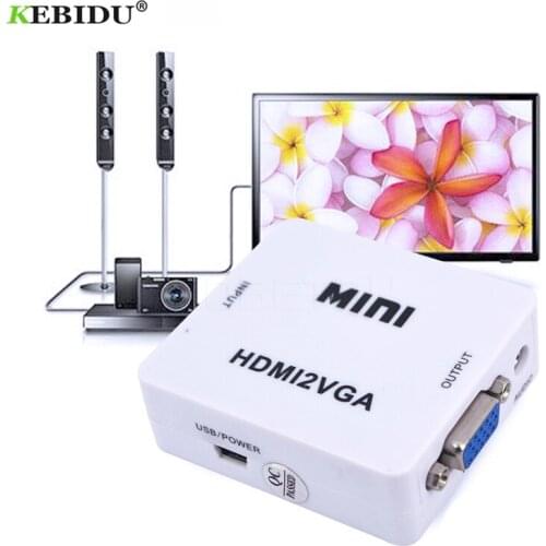 Video Converter 1080P to VGA adpater With 3.5mm Jack Audio Output HDMI-compatible VGA Adapter Connector For PC Laptop to HDTV