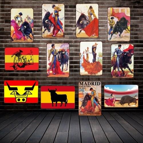 [ WellCraft ] Bullfighter Metal Sign Wall Plaque Mural Painting Antique Gift Vintage Craft Tourist souvenir Personality FG-208