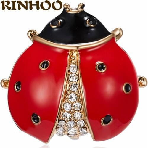 Lovely Insect Brooch Cute Red Ladybug Brooches Rhinestone Animal Enamel Pin Brooch Women Fashion Jewelry Gift for Kids Ornament