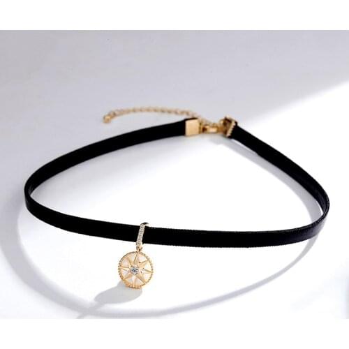 Fashion Punk Gothic Handmade With Round Necklace Black Velvet Ribbon Choker Pendant For Women Gift 2021