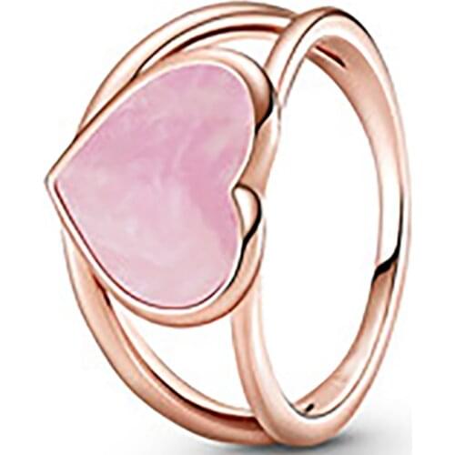 2021 New S925 Sterling Silver Pink Paisley Love Heart Decoration Rings Sparkling ,CZ for Women Engagement Jewelry Anniversary