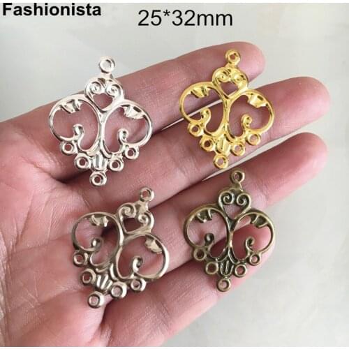 Chandelier Jewelry Connectors,Scroll Lucky Clouds Filigree Metal Stamping,25*32mm Gold-color,Silver-color,Steel,Bronze - 100 pcs