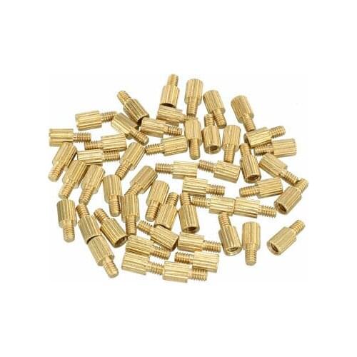 100pcs M2 4+3mm Female Male Thread Brass Round Standoff Spacer Screw PCB Pillar