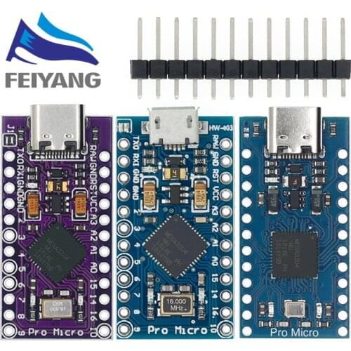 100PCS Pro Micro ATmega32U4 5V 16MHz Replace ATmega328 For arduino ATMega 32U4 Pro Mini With 2 Row Pin Header