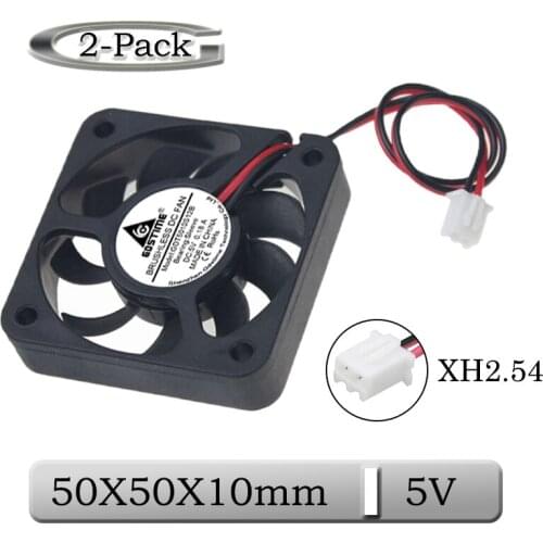 2 Pcs Gdstime DC 5V 2Pin 50mm x 10mm 50mm Mini 3D Printer Brushless Cooling Fan 50x50x10mm 5cm 5010 9Blades Small Exhaust Cooler