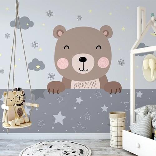 Custom 3D Mural Hand Painted Cute Cartoon Bear Kindergarten Children Room Bedroom Background Wall Decoration Art Photo Wallpaper