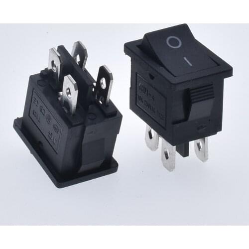 5PCS KCD1 15*21mm Mini Black 4 Pin two position toggle switch On/Off Rocker Switch AC 6A/250V10A/125V Rocker Switch Power Switch