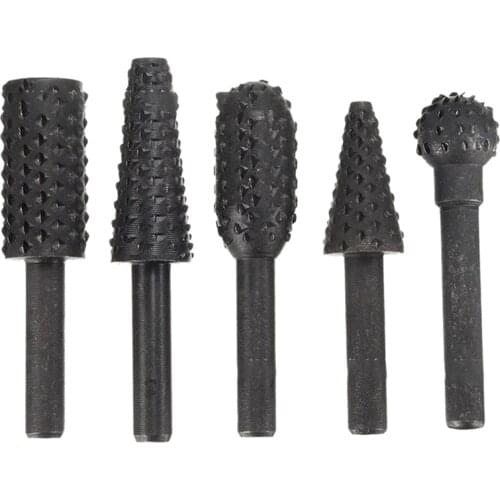 Hot 5pcs Hss Rotary Files Burr Drill Rotary Rasp Burr Electric Grinder Set 6mm 1/4" Metal Plastic Wood Drill Grinder Drill Rasp