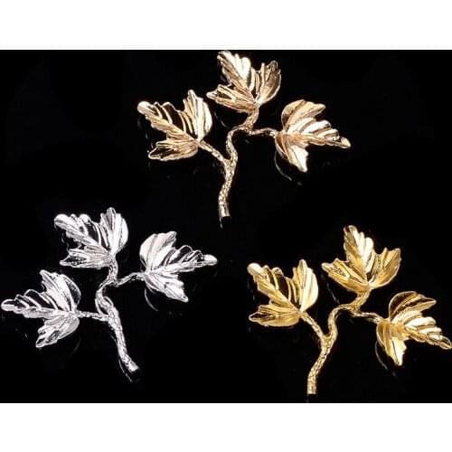 50pcs 35*40mm Gold/silver color Zinc Alloy Big Branch Shape Charm Leaf Charm For Wedding Head DIY Handmade Fashion Women Jewelry