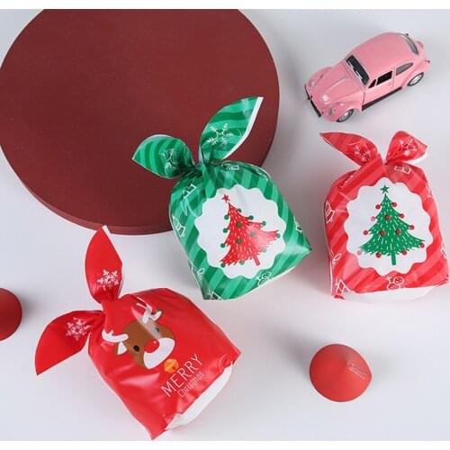 50Pcs Christmas Empty Cookie Bags 13.4x22cm Christmas Party Candy Biscuit Gift Bags Christmas Decoration