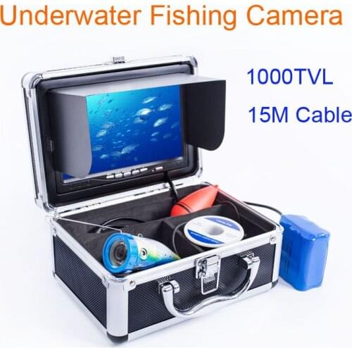 7inch Color Monitor Underwater Fishing Camera System 15m Cable HD 1000TVL IP68 Waterproof Camera With 12pcs LED Lights