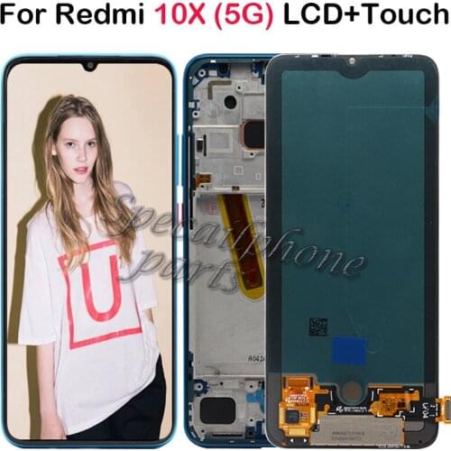 AMOLED Display For Xiaomi Redmi 10X 5G lcd display Touch Panel Screen Digitizer assembly with Frame for Redmi 10x 5G LCD parts