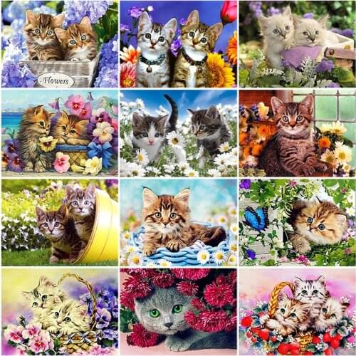 5D Diamond Painting Cat Full Round Rhinestones Pictures Animals Diamond Embroidery Mosaic Sale DIY Cross Stitch Kits Wall Art