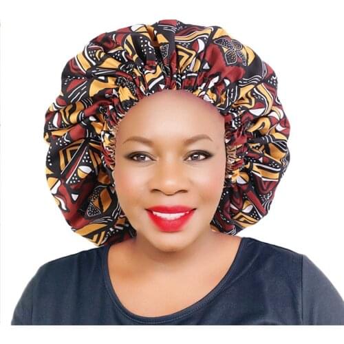 Extra Large Elastic Lined Ankara Bonnet Head Wrap Satin Bonnet Sleep Cap African Print Bonnet Lady Night Cap Turban Chemo Hat