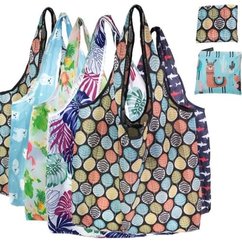 Big Polyester ECO Folding Bag Reusable Shopping Bags for Market Foldable Shop Bag Eco-friend Reduce Plastic