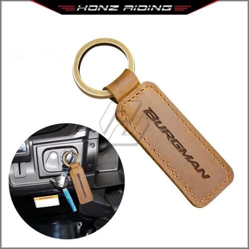 For Suzuki Burgman 200 400 ABS Scooter Motorcycle Cowhide Keychain Key Ring
