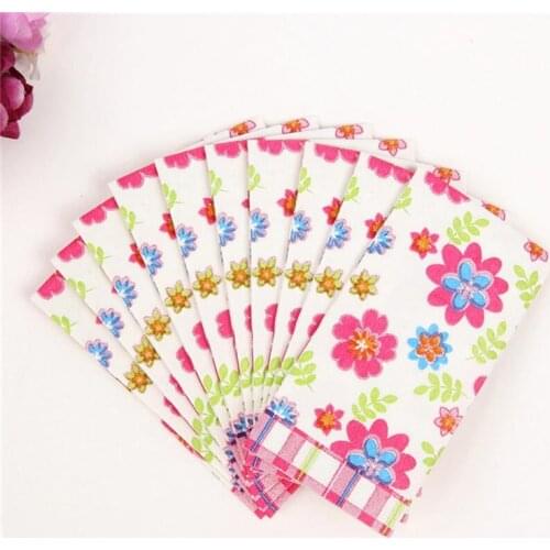 Casamento 10Pcs 3-Layer Colored Flower Wedding Paper Napkins For Decoupage Birthday Party Decoration Boda Supplies