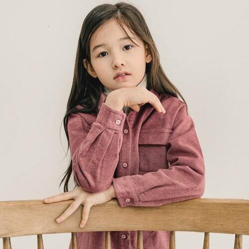 5-8 years children clothes Baby girls pink shirts winter lapel shirts corduroy tops toddler girl fall clothes 2020 blouse girl